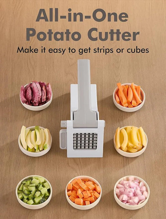 Manual Hand Press Potato Slicer - French Fry Maker & Vegetable Chopper